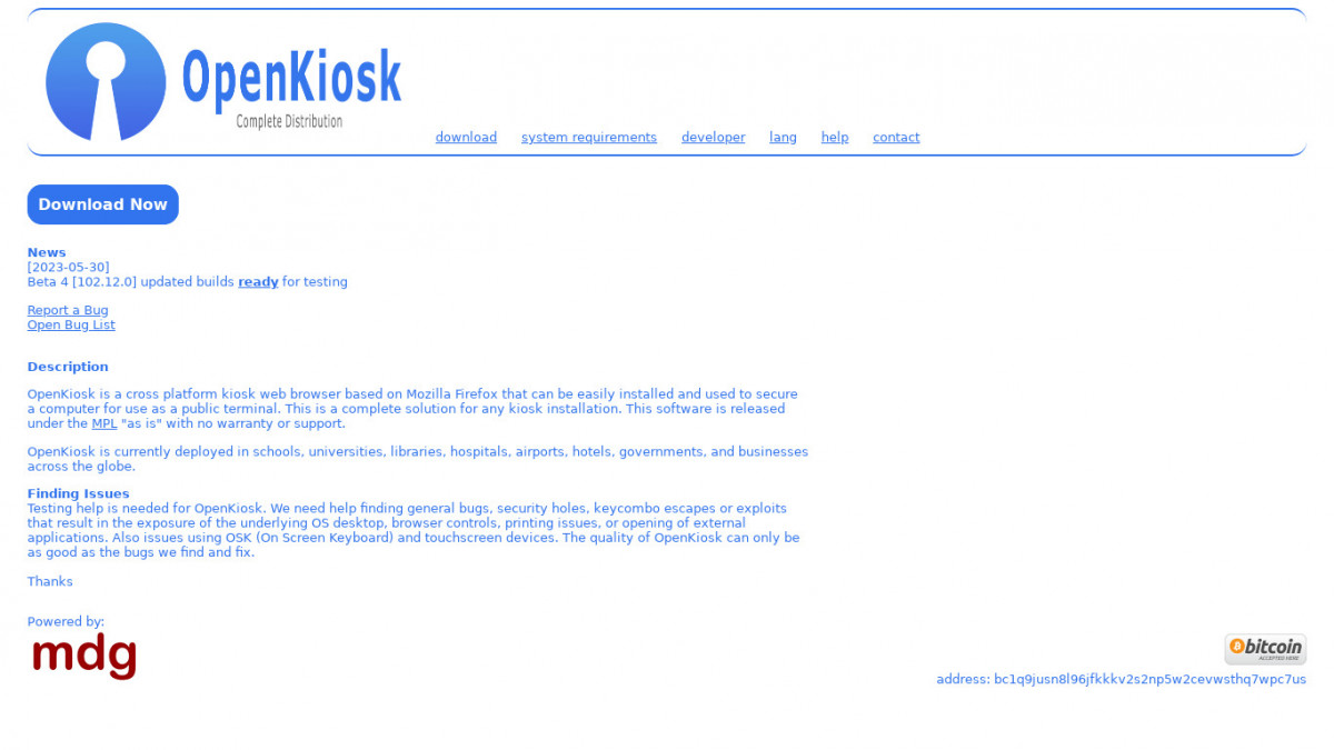 OpenKiosk Browser Homepage